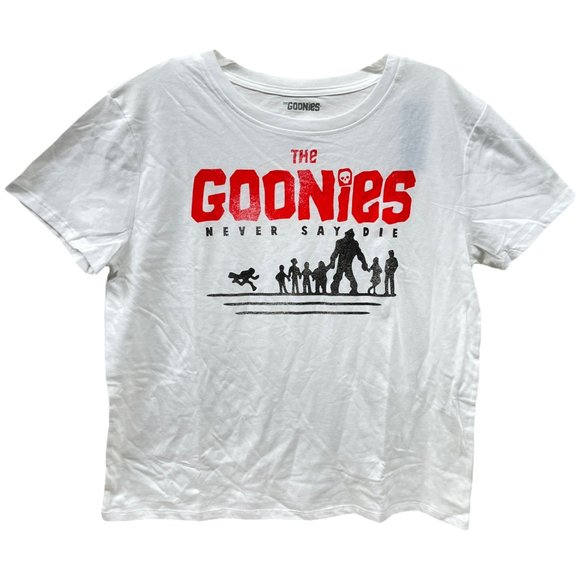 Tops - GOONIES Never Say Die White T-Shirt Top Size XL NEW